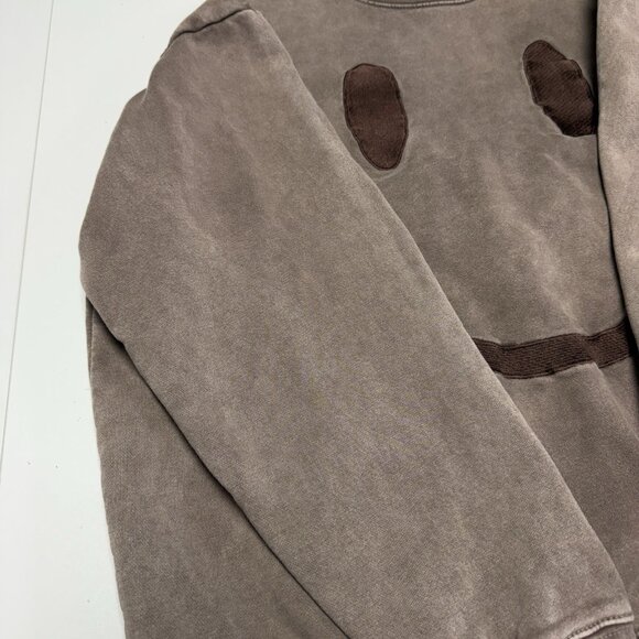 MARKET Sweatshirt Mens Large L Grey Brown Smiley Face Logo Crewneck Chinatown - Picture 6 of 12